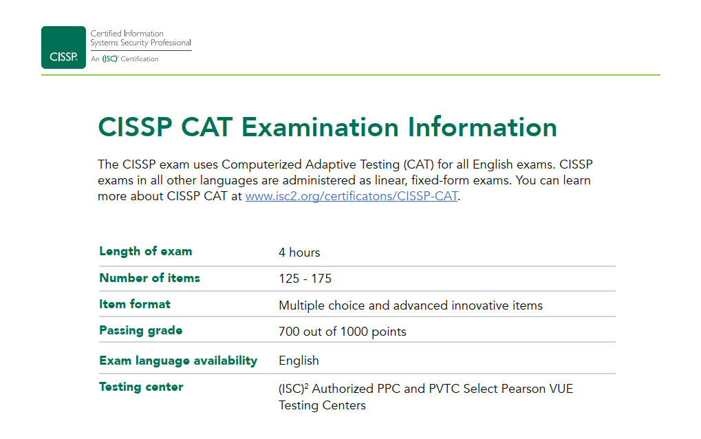 CISSP CAT Exam