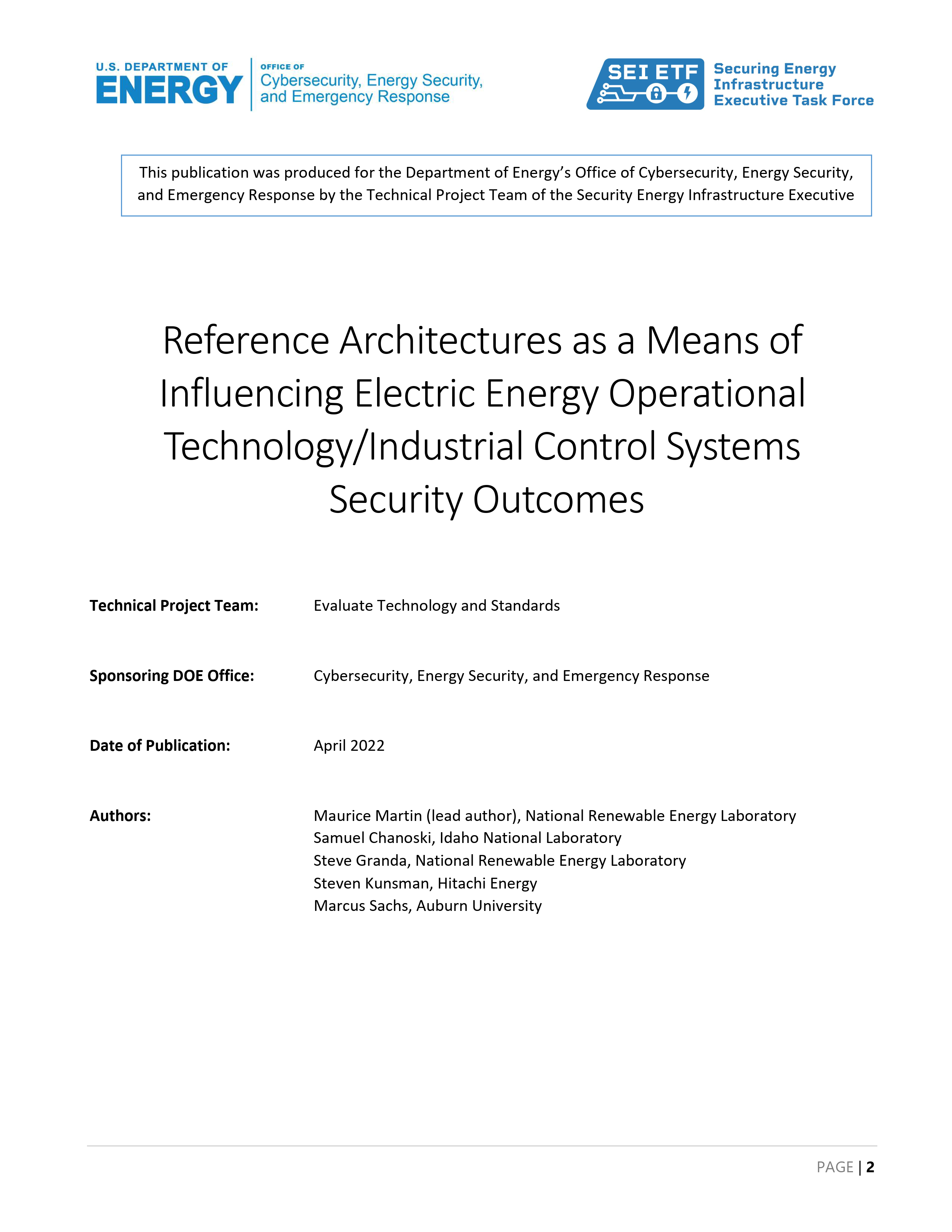 SEI ETF Reference Architecture for EEOT