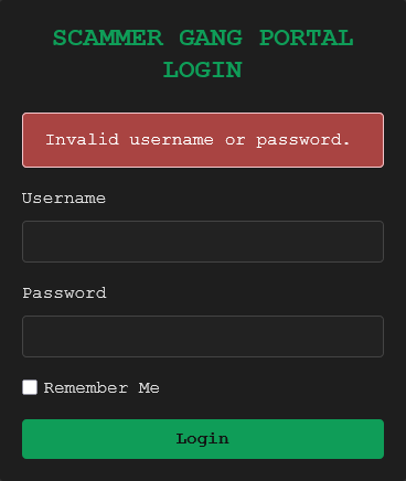 Login Error Message