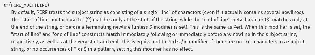 PCRE_MULTILINE Pattern Modifier