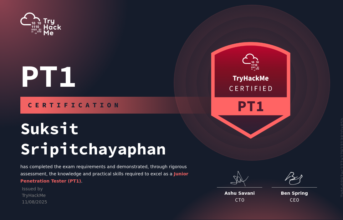 PT1 Certificate